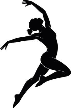 An elegant dancer silhouette illustration, black and isolated, capturing artistic movement. This artwork is perfect for performance and expression themes. vector