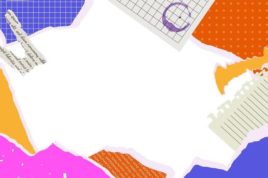 pop punk Horizontal Frame With Textured Torn Scraps Of Paper. vibrant Ripped patch pieces Paper vector