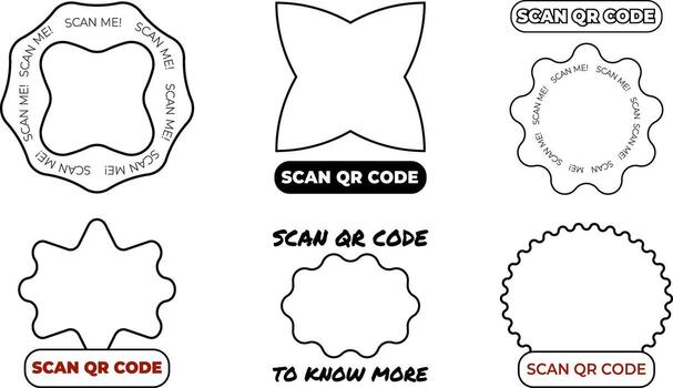 minimalistic geometric scallop edge y2k frames with space for a QR code vector