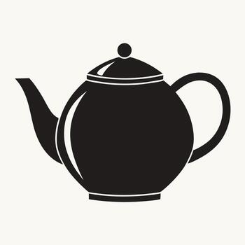 Black teapot with spout and handle beverage container vector