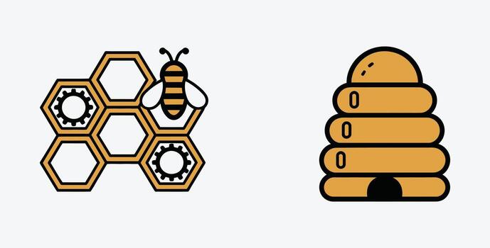 Beehive icon illustration featuring honey bee honeycomb and apiary structure vector