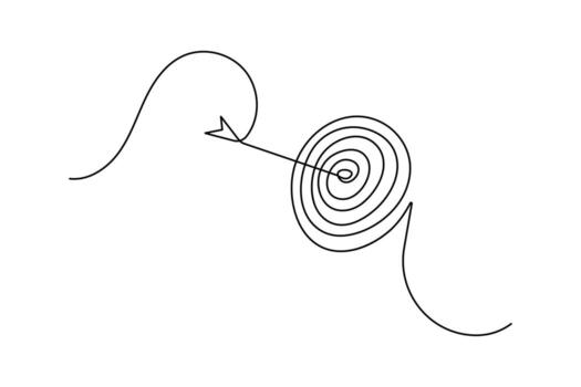 objetivo ilustración con flecha creado en continuo uno línea dibujo minimalista contorno aislado Arte vector