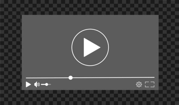 Flat style media player interface on dark background featuring play, volume, settings and fullscreen. A flexible UI design suitable for both web and mobile multimedia projects. vector