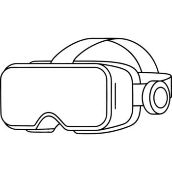 Clean minimalist line art illustration of a modern virtual reality headset, symbolizing immersive digital experiences, future technology, and gaming innovation vector