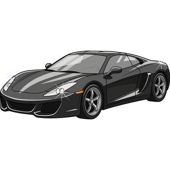 Sleek graphic of a generic luxury supercar, an experimental concept design illustration of a fast modern automobile isolated vector