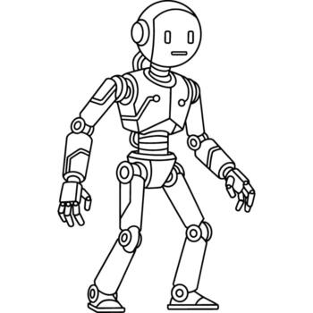 Illustration of a futuristic robot with a sleek design and articulated joints, perfect for technology and science-fiction concepts vector