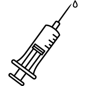 un claro y minimalista línea Arte ilustración representando un médico jeringuilla con un agudo aguja y un preciso líquido gota, simbolizando salud, medicamento, y esencial cuidado de la salud procedimientos vector