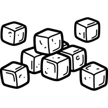 Hand-drawn black and white line art illustration featuring a group of ice cubes, ideal for refreshing drink designs, cool concepts, or simple graphic elements in various projects vector