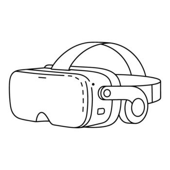 Stylized Line Art Drawing of a Modern Virtual Reality Headset, Representing Immersive Digital Gaming and Advanced Future Technology Concepts in Visual Media vector