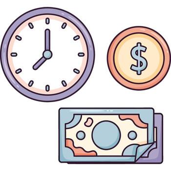 Managing Time and Money A Visual Representation of Financial Concepts vector