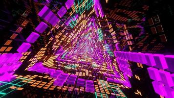 vj lazo iridiscente luces festivo triangular túnel. video