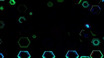 Neon hex patterns form a dynamic tunnel video