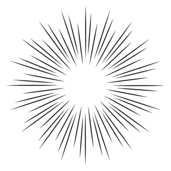 abstrakt radial Sunburst Linien mit dynamisch Strahlen Bildung kreisförmig platzen Wirkung. schwarz Scharf Strahlen auf , geeignet zum Comic Wirkung, retro Design, Hintergrund, oder Dekoration. png