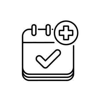 Appointment scheduling icon with checkmark and plus sign symbolizing adding a new event to the calendar vector