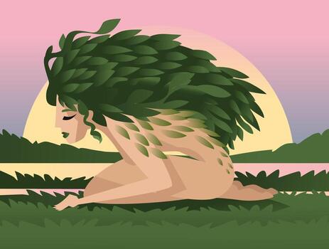 daphne turning into laurel myth vector