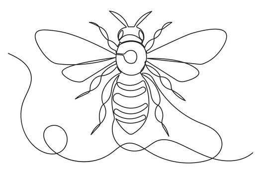 continuo abeja contorno dibujo en sencillo minimalista uno línea Arte ilustración vector