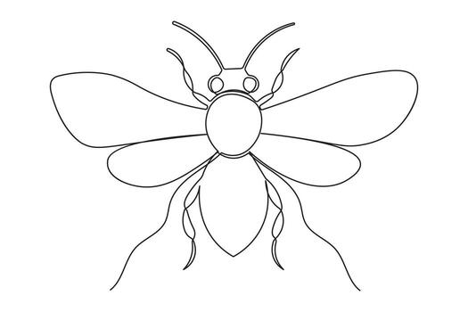 Bee continuous one line drawing in minimalist style isolated outline illustration vector