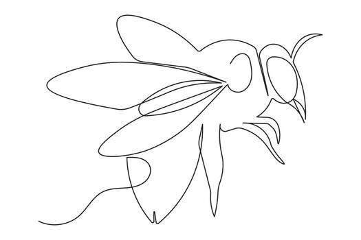 Simple bee one line drawing isolated outline continuous minimalist modern illustration vector