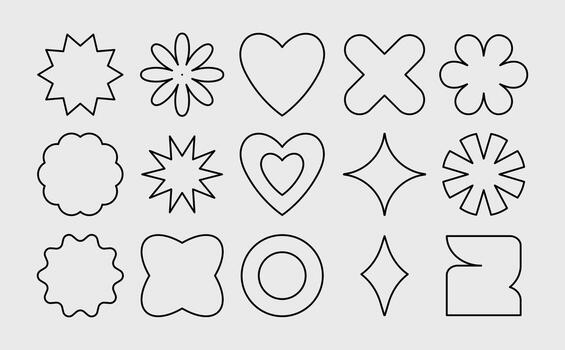 Geometric Shape Collection Outlined Forms, Abstract Decorative Emblems vector