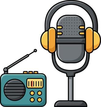 microphone and radio on a white background vector