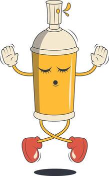 Spray Can Retro Character. Psychedelic Character in 1970s Style vector