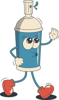 Spray Can Retro Character Isolated on White Background. vector