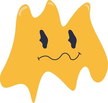 Retro Melting Smiling Face in Flat Style vector