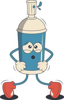 Spray Can Retro Character Isolated on White Background vector