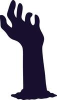 Halloween Zombie Hand Silhouette. Zombie Hand Rising. Flat Illustration vector