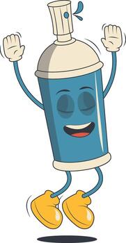 rociar lata retro personaje. psicodélico personaje vector