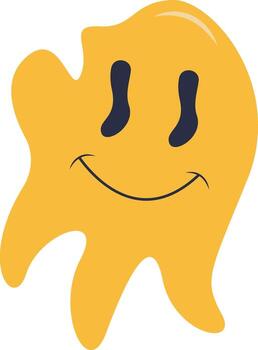 Retro Melting Smiling Face with Flat Style vector