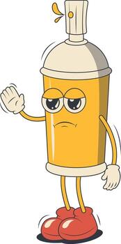 Spray Can Retro Character with Cartoon Design. vector