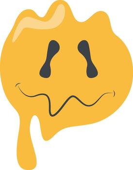 Psychedelic Dripping Smile in Flat Style. vector
