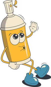 Spray Can Retro Character. Psychedelic Character. vector