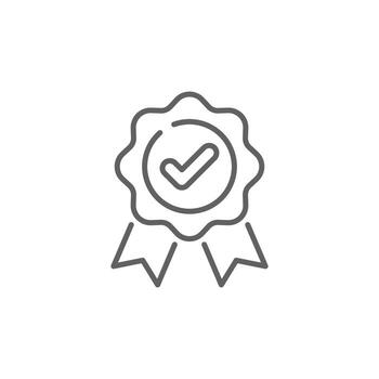 Checklist badge icon. Simple outline style. Certificate or certification approval, award, guarantee, first, check, label, achievement concept. Thin line symbol. Isolated design editable stroke. vector