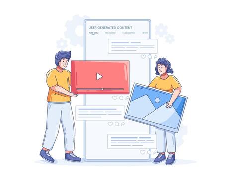 Illustration of user generated content on an online digital platform. vector