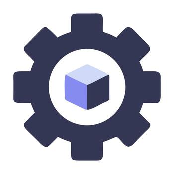 engranaje con un 3d cubo icono dentro vector