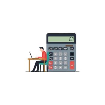 A calculator tool for money management and business calculation. Computing a financial report to plan and review profit and loss using number crunching buttons vector