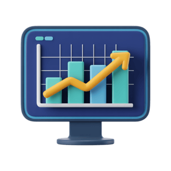 3d rendere di un' tenere sotto controllo visualizzazione un verso l'alto trend grafico. png