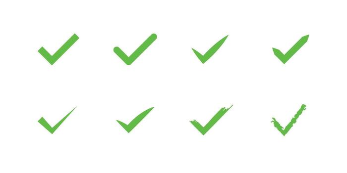 Green check mark cross mark simple stroke icons design . vector