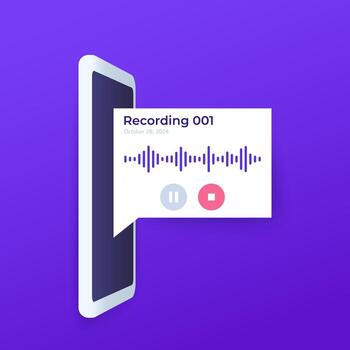 Audio recording, voice memo in a phone, design vector