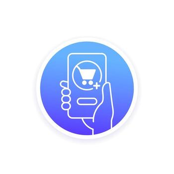 add to order icon with a shopping cart and phone in hand vector