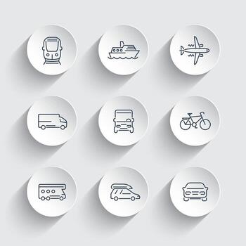 Transportation icons in circular design vector