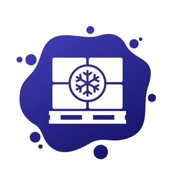 Refrigerated goods icon, pallet with boxes, temperature-sensitive items vector