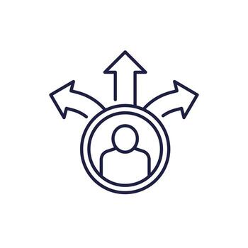 decision making line icon with arrows vector