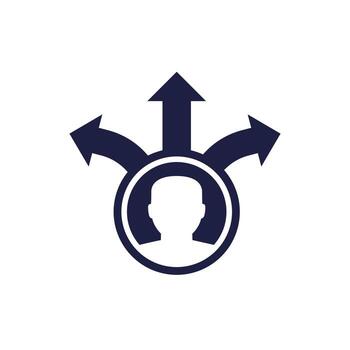 decision making, choice icon with three arrows vector