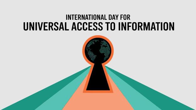 internacional día para universal acceso a información global ojo de cerradura vector