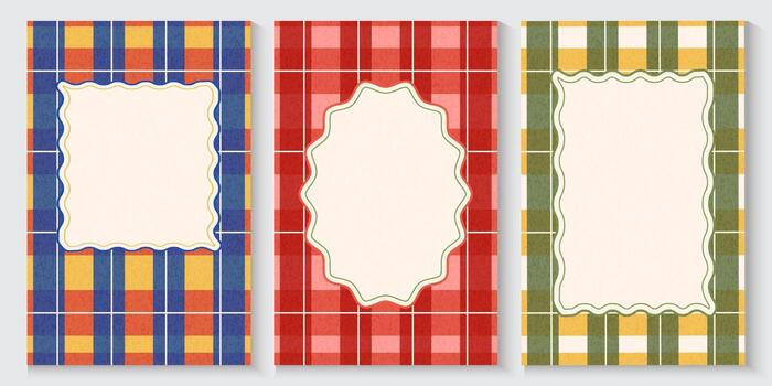 three banners with different colors and patterns vector