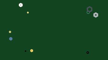 abstrakt sexhörning övergångar animering bakgrund. geometrisk former rörelse design med en grön skärm bakgrund video