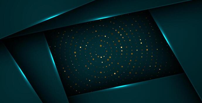 abstract dark green overlap layers with white light, circle texture with silver and golden glitters dots element decoration. , vector